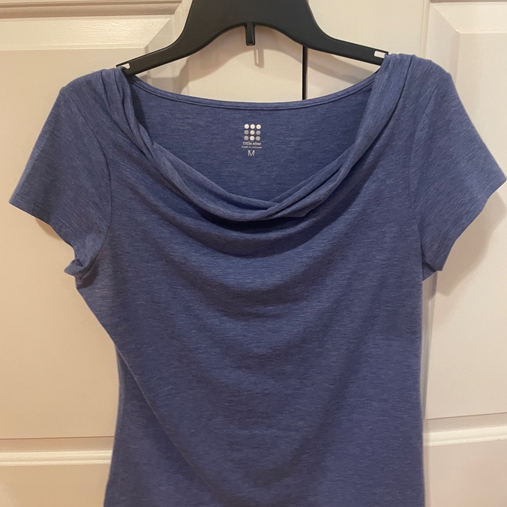 Blue cowl neck shirt